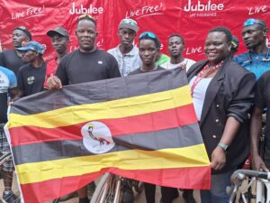 Team Uganda cyclists ahead of the Jubilee Live Free Bike Race in Nairobi, Kenya