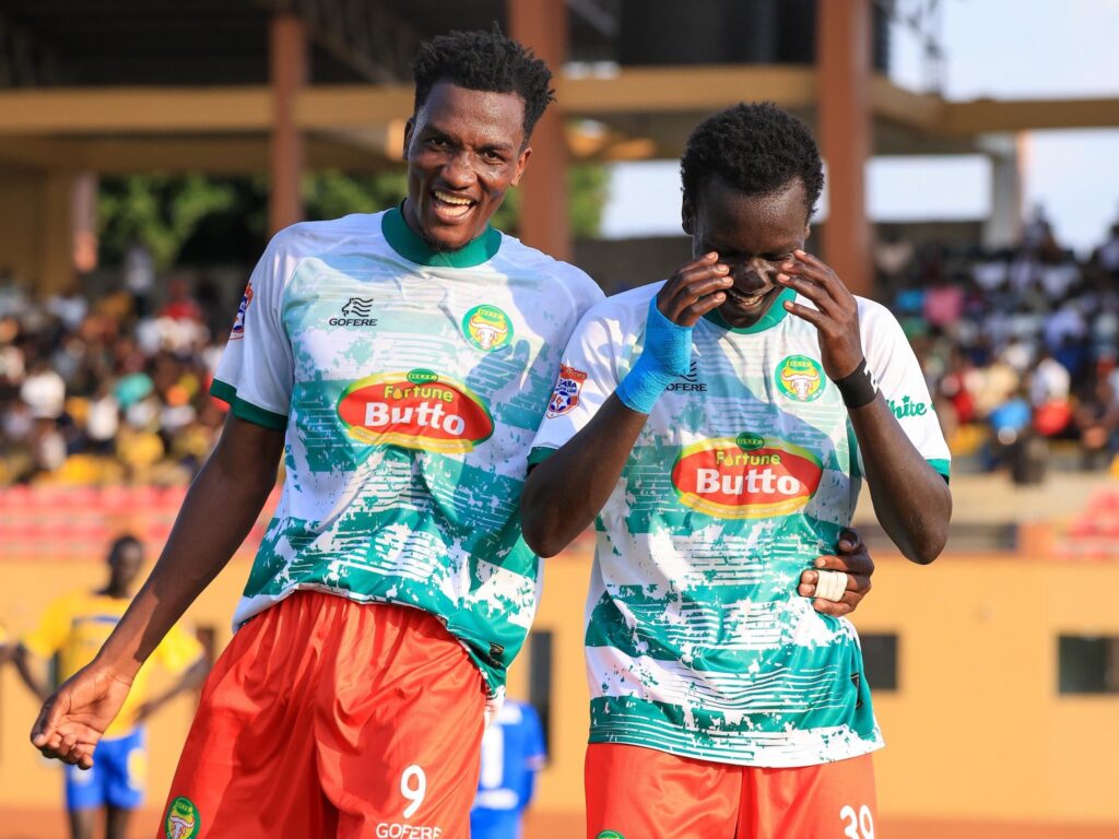 BUL FC players celebrate during a Uganda Premier League match