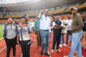 Members of Parliament inspect construction works at an AFCON 2027 training facility in Uganda