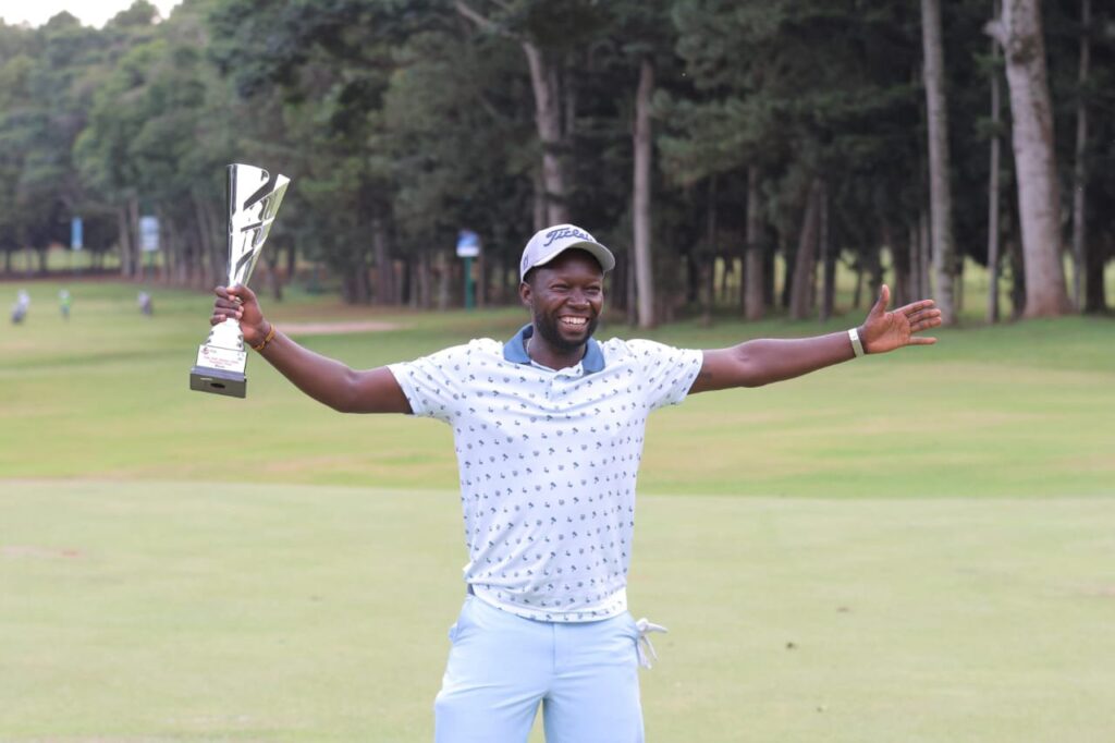 Ronald Rugumayo in action during the Pearl of Africa Golf Series at Entebbe Club