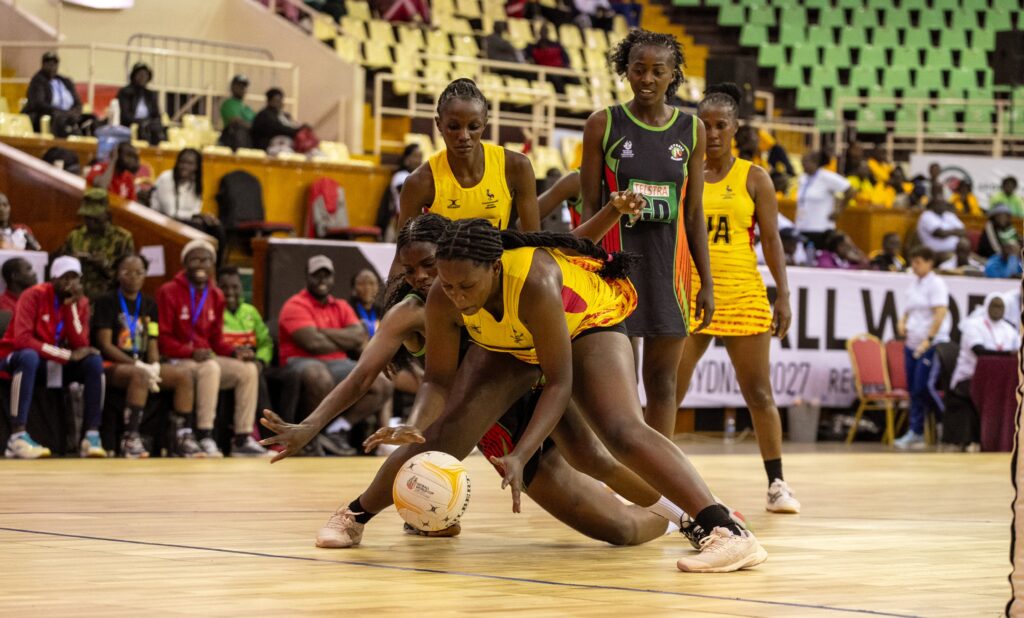 Uganda She Cranes players at the 2026 Africa Netball Cup in Nairobi
