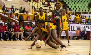 Uganda She Cranes players at the 2026 Africa Netball Cup in Nairobi