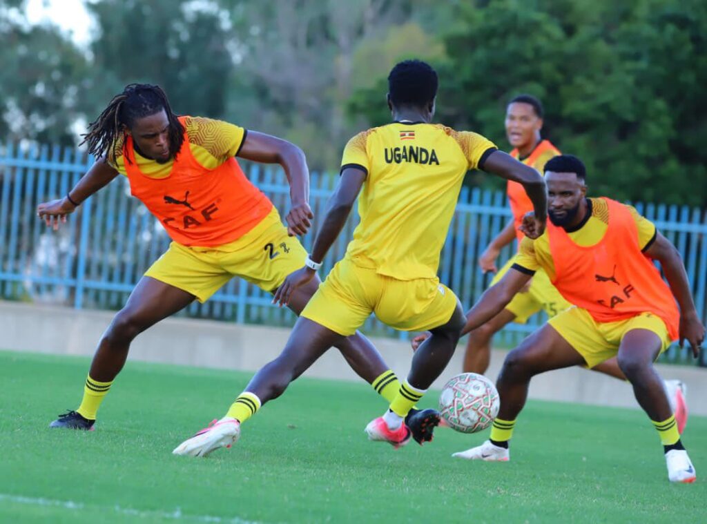 Uganda Cranes players during a training session in Tunisia ahead of their AFCON 2027 qualifier