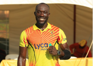 Robinson Obuya batting for Uganda during his unbeaten 118 against Rwanda in the ILT20 Africa Continent Cup