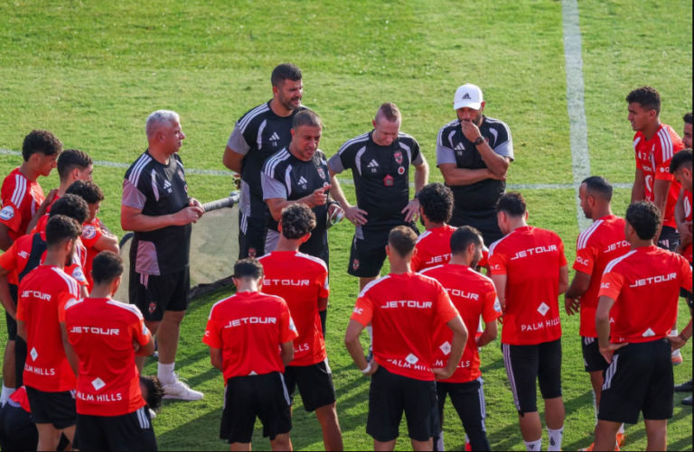 Al Ahly players posing for a team photograph