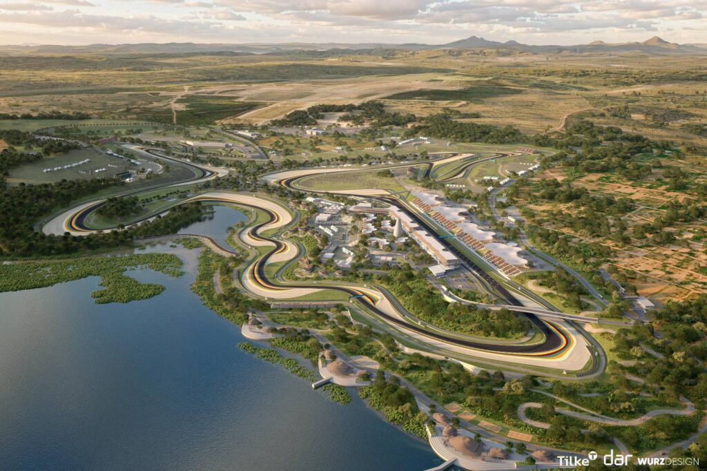 Artist's impression of the proposed Formula 1 Rwanda Grand Prix circuit in Bugesera, 40km south of Kigali, set to host F1 racing from the early 2030s.